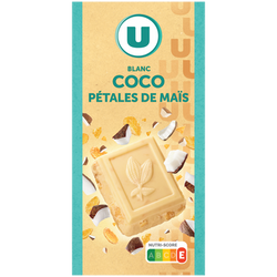 U Chocolat blanc à la noix de coco et pétale de maïs Tablette de 200g