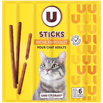 U Friandises pour chat Sticks riches en viande 6x5g