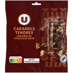 U Caramels enrobés au chocolat noir paquet de 280g