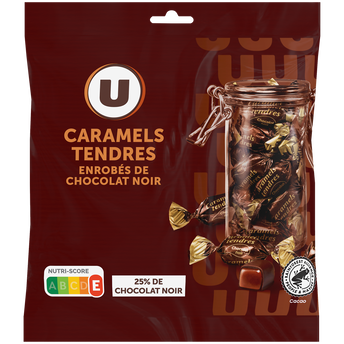 U Caramels enrobés au chocolat noir paquet de 280g