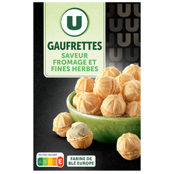 U Biscuits apéritifs Gaufrettes goût fromage et fines herbes 75g