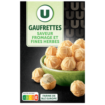 U Biscuits apéritifs Gaufrettes goût fromage et fines herbes 75g