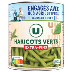 U Haricots verts extra-fins - Boîte de 440g net égoutté