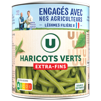 U Haricots verts extra-fins - Boîte de 440g net égoutté