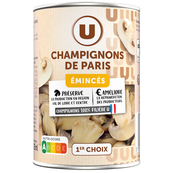 U Champignons de Paris émincés au naturel - Boîte 230g