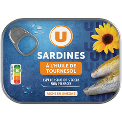 U Sardines à l'huile de tournesol boîte de 135g