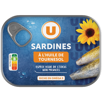 U Sardines à l'huile de tournesol boîte de 135g