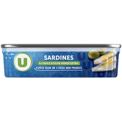 U Sardine à l'huile d'olive vierge extra boîte de 135g
