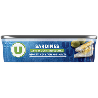 U Sardine à l'huile d'olive vierge extra boîte de 135g