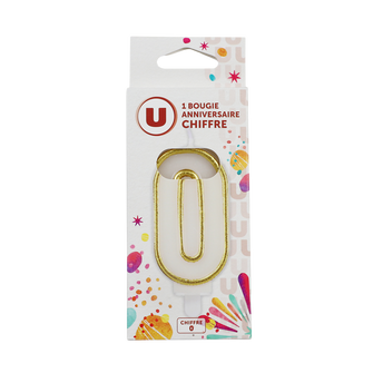 U Bougie anniversaire dorée chiffre N°0
