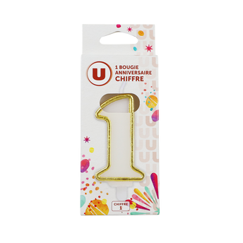 U Bougie anniversaire dorée chiffre N°1