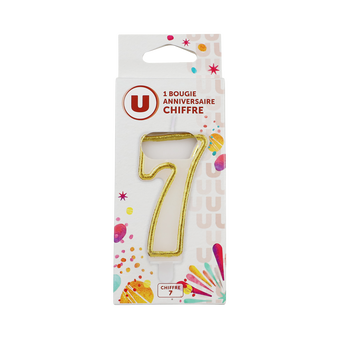 U Bougie anniversaire dorée chiffre N°7