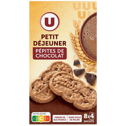 U Biscuits Petit déjeuner au pépites de chocolat paquet de 400g
