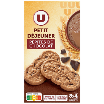 U Biscuits Petit déjeuner au pépites de chocolat paquet de 400g