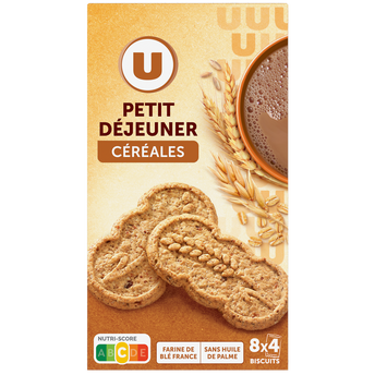 U Biscuits petit dejeuner tout céréales paquet de 400g