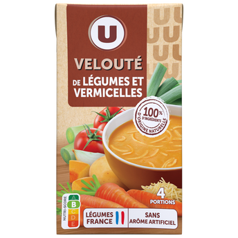 U Soupe Velouté de légumes et vermicelles brique de 1litre