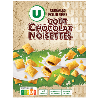 U Céréales fourrées au chocolat et noisettes boîte de 375g