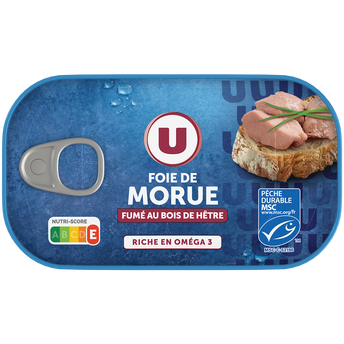 U Foie de morue fumé au feu de bois 121g
