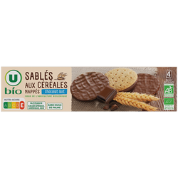 U BIO Biscuits Sablés bio céréales nappés chocolat au lait paquet de 200g