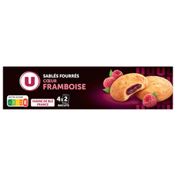 U Biscuits Sablés fourrés coeur framboise, 100g
