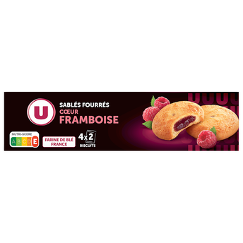 U Biscuits Sablés fourrés coeur framboise, 100g