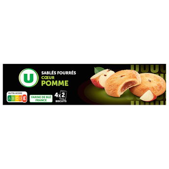 U Biscuits Sablés fourrés coeur pomme, 100g