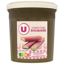 U Confiture extra de rhubarbe pot de 370g