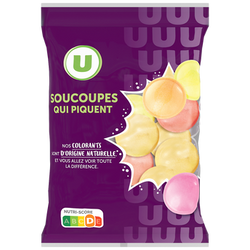 U Bonbons Confiserie soucoupes acidulées en poudre sachet de 39g