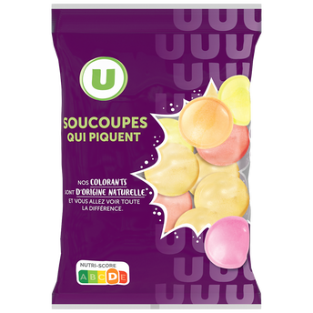 U Bonbons Confiserie soucoupes acidulées en poudre sachet de 39g