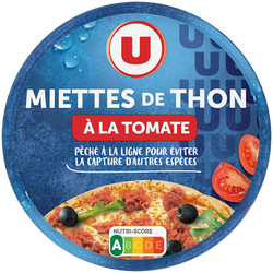 U Miettes thon à la tomate pêché ligne boîte, boîte de 160g