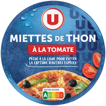 U Miettes thon à la tomate pêché ligne boîte, boîte de 160g