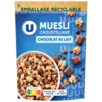 U Céréales Muesli croustillant au chocolat au lait 500g