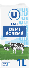 U Lait UHT demi écrémé 1L