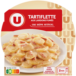 U Plat cuisiné Tartiflette aux lardons fumés barquette micro-ondable de300g