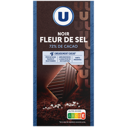 U Chocolat noir dégustation 72% de cacao et fleur de sel Tablette de 100g