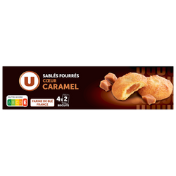 U Biscuits sablés pur beurre fourré au caramel paquet de 100g