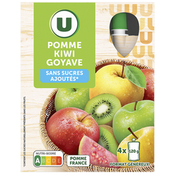 U Gourdes dessert fruitier pomme kiwi goyave sans sucre ajouté 4x120g