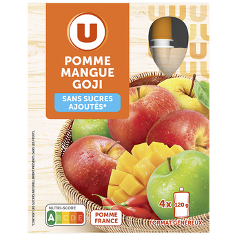 U Gourdes dessert fruitier pomme mangue goji sans sucre ajouté 4x120g