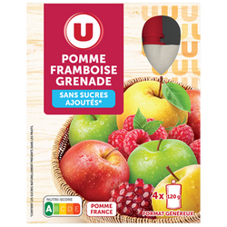 U Gourdes dessert fruitier pomme framboise grenade sans sucre ajouté 4x120g