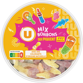 U Bonbons Assortiment gélifiés aromatisés qui piquent bac de 600g