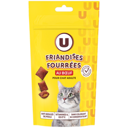 U Friandises fourrées pour chat anti boule de poils au boeuf 60g