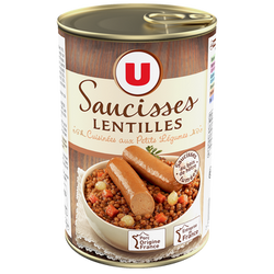 U Saucisses aux lentilles boite de 420g