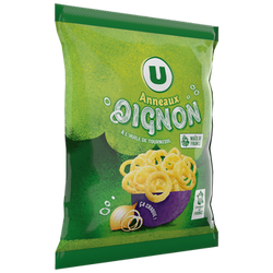 U Biscuits apéritifs Soufflés à base de maïs goût oignon 60g