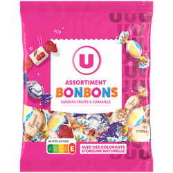 U Assortiment bonbons saveurs fruits et caramels 340g