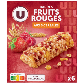 U Barre de céréales fruits rouges 108g