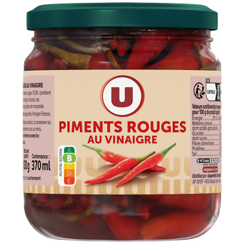 U Piments rouges au vinaigre bocal 27cl 130g