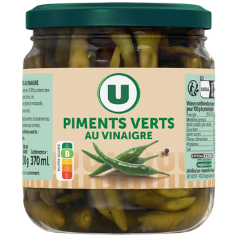 U Piments verts au vinaigre bocal 37cl 130g