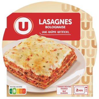 U Plat cuisiné Lasagnes à la bolognaise barquette micro-ondable, 300g