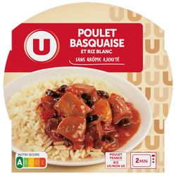 U Plat cuisiné Poulet basquaise et riz blanc micro-ondable 300g