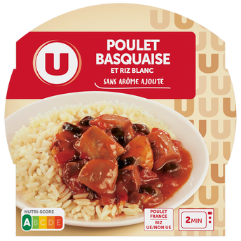 U Plat cuisiné Poulet basquaise et riz blanc micro-ondable 300g